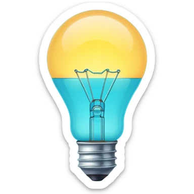 Light bulb icon, flat emoji style, outline with blue and turquoise colors sticker