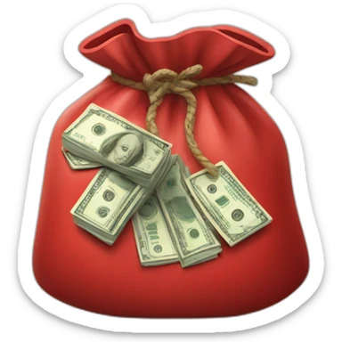 a red bag of money sticker