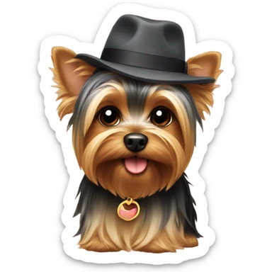 Yorkie wearing hat sticker
