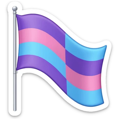 I want a flag, I want the first stripe at the very top of the flag to be pink 🩷. The middle stripe will be the color purple 💜. And finally the bottom stripe will be the color blue 💙. Only those three colors in that exact order. sticker