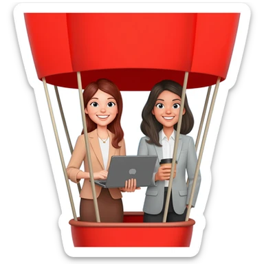two female startup founders in a hot air balloon sticker