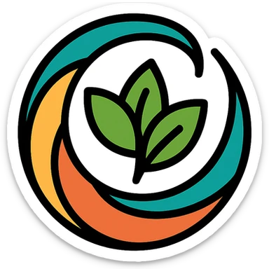 bold colorful icon of tea leaf swirl, referencing Taiwan tea culture, no cliche sticker