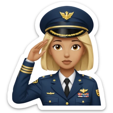 black solider woman salute with blonde hair sticker