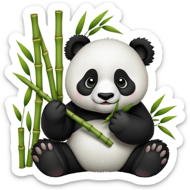Panda bear eat bamboo sticker