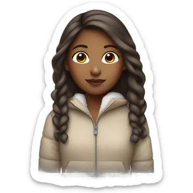 Brown girl with long brown  hair in a snow suit  sticker
