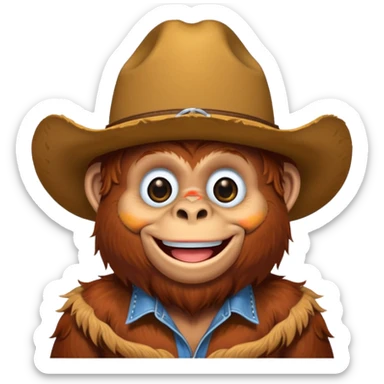 Orangutan wearing cowboy hat sticker