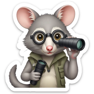 Possum with binoculars  sticker