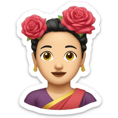Aung San Su Kyi with rose on her head sticker