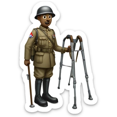 disabled ww1 soldie with amputation on crutches sticker