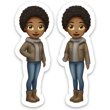 Girl with cute winter outfit with Uggs slippers sticker