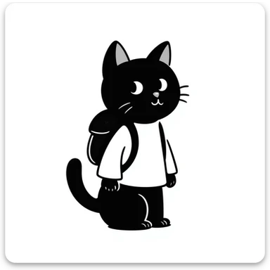 cat wearing a school backpack sticker