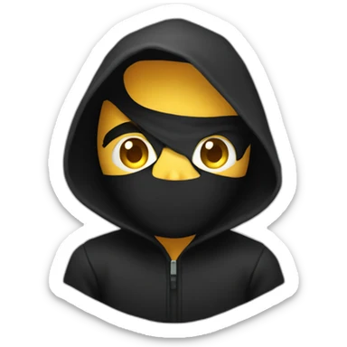 Developer (with human emoji version )with a black hood behind his computer and focus on his code  sticker