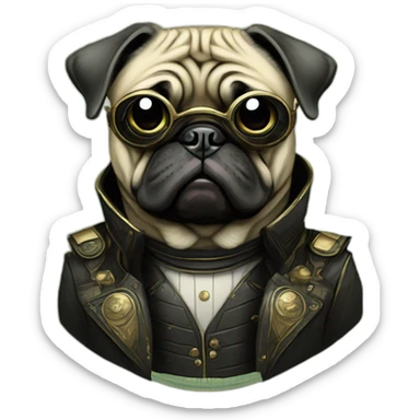 A cyberpunk pug in Art Nouveau style during 1910 sticker