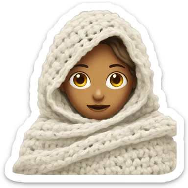 Girl inside a blanket with crochet  sticker