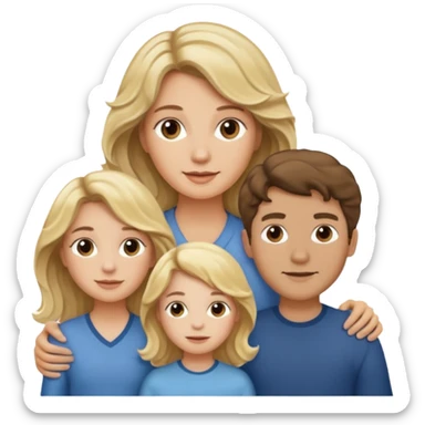 Família de uma mulher loira, um homem de cabelo castanho ondulado e dois filhos sticker
