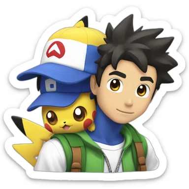 Ash ketchum with pikachu on shoulder sticker