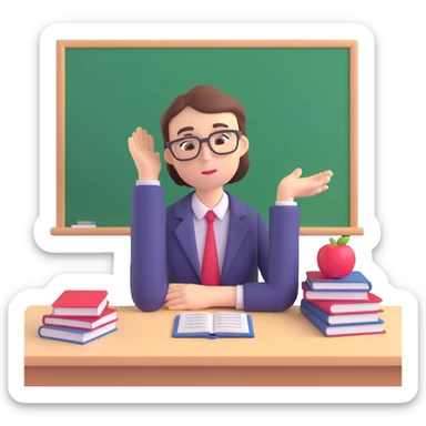 exhausted teacher in a bustling classroom sticker