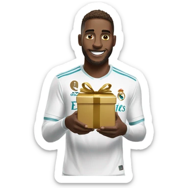 Real Madrid soccer player opening a gift  sticker