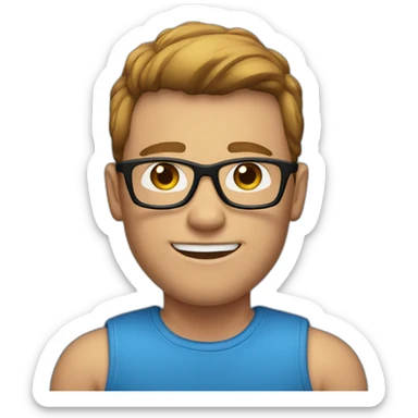 Muscular-Men-with-black-glasses-blue-eyes-and-short-chestnut-hair sticker