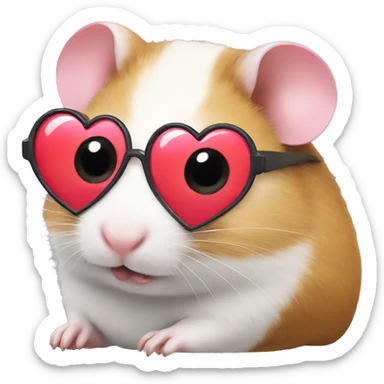 hamster with heart glasses sticker