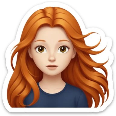 Cute girl with ginger very wind blown long hair and long eyelashes sticker