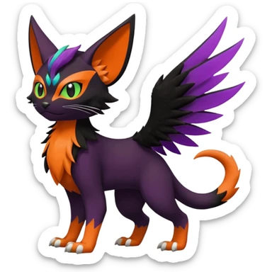 Liepard-Noivern-Litten-Sprigatito-Pokémon-fusion-creature (full body) sticker