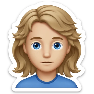 Blue eyed boy with dark blond wavy long hair boy and normal skin color sticker