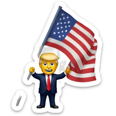 Donald Trump  with a flag sticker