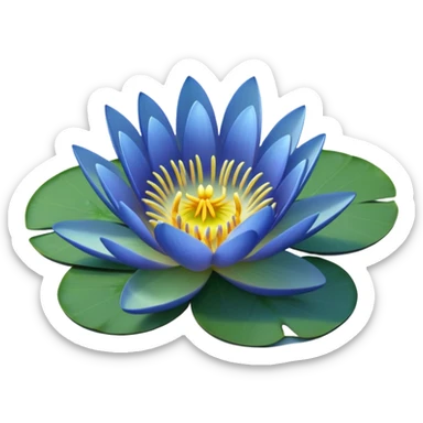 blue water lily circle leaf sticker