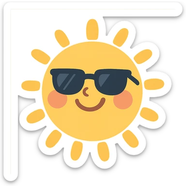 smiling sun with sunglasses sticker