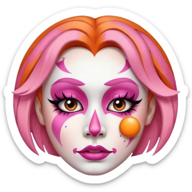 Pinkorangewhite face circus sticker
