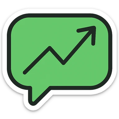 an upward trending green chat line, simple, modern, suitable for an icon sticker