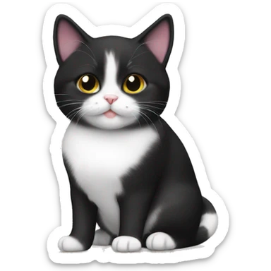 Black and white munchkin cat sticker