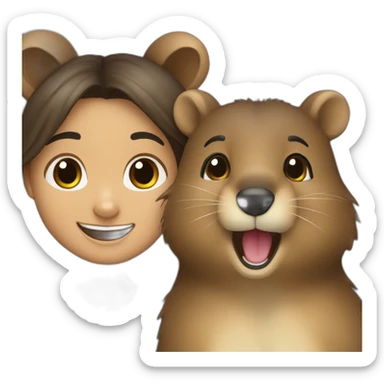 a-happy-quokka-with-happy-girl-who-is-black-long-hair sticker