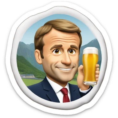 President Macron qui boit une biere  sticker