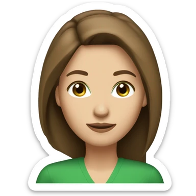 pretty middle age woman with kelly green eyes and shoulder length straight brown hair casual sticker