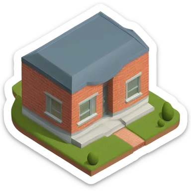 isometric single storey curved red brick sticker