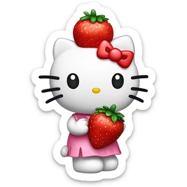 hello kitty holding a strawberry  sticker