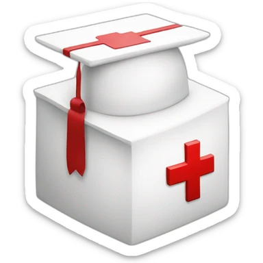 White Student cap with red medical cross  sticker