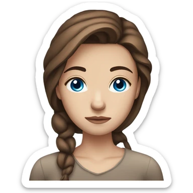 beautiful sad yang women fair skin blue eyes  brown hair figure sticker