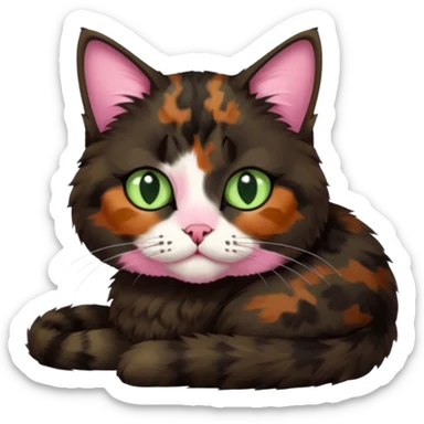 dark tortoiseshell cat half pink nose pale green eyes sticker