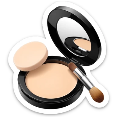 makeup face powder with compact and brush sticker
