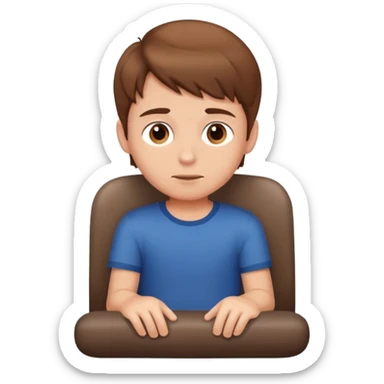 Brown hair boy at the edge of his seat sticker