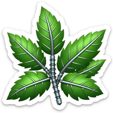 quiero una fucion de pernos y hojas de arbol ahi esta un referente sticker