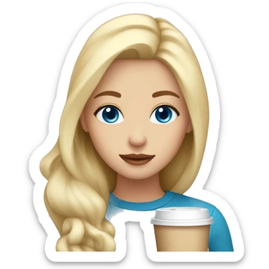 Blonde blue eyed girl with coffee in her hands sticker