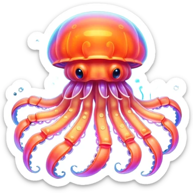 Neon glowing jellyfish-crab-squi sticker
