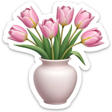Light pink tulips in white vase sticker