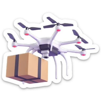 quadcopter drone delivering box sticker