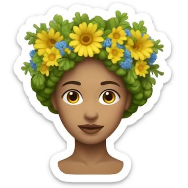 woman with ukrainian wreath on her head sticker