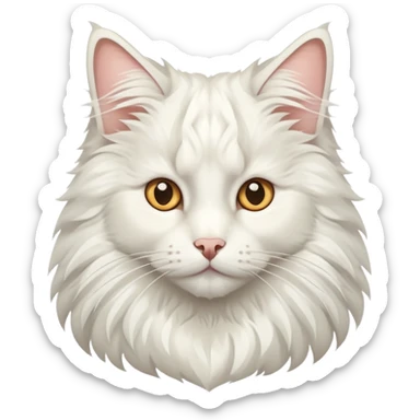 White Norwegian forest cat with majestic ruff, triangular face, thick winter coat sticker